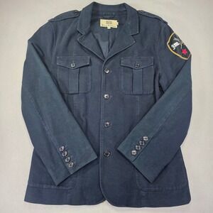 Juicy Couture Mens Military Blazer Jacket Navy Blue Crest Patch Medals Size 42